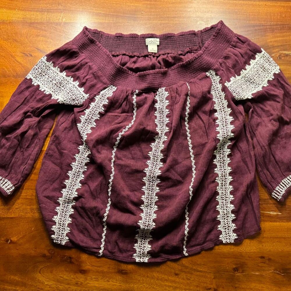 Lucky-brand Women's Burgundy and Purple Blouse